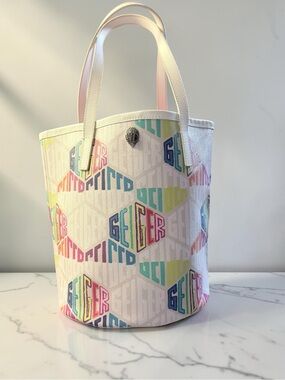 Kurt Geiger RARE L.E. White Rainbow Richmond Tall Shopper Tote